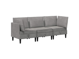 Conjunto 3 Conjunto De Sala De Estar Vidaxl Cinzento-claro Veludo (210 X 70 X 82 Cm)