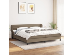 Cama Com Molas/colchão 200x200 Cm Tecido Castanho-acinzentado