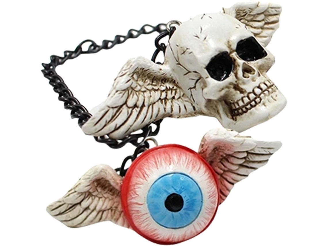 Conjunto 2 Caveiras Resina Decoração Parede Ideal Quartos Meninos Meninas Carros Halloween Atmosfera Terror GOKOCO
