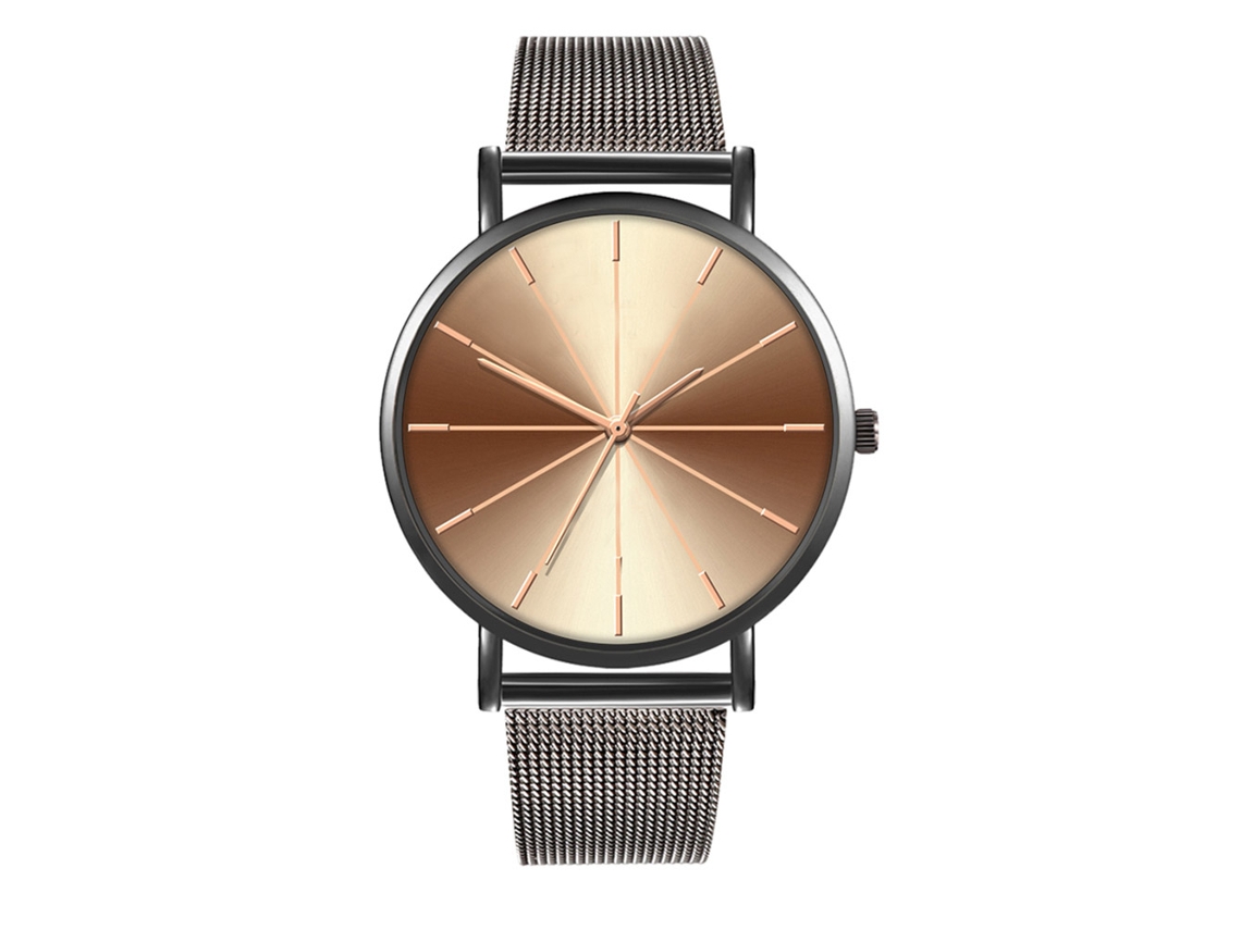 Reloj De Moda Para Parejas Con Correa De Malla Dial Redondo Cuarzo Unisex