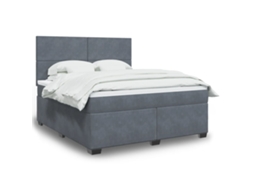 Vidaxl Cama Com Molas/colchão 180x200 Cm Veludo Cinzento-escuro
