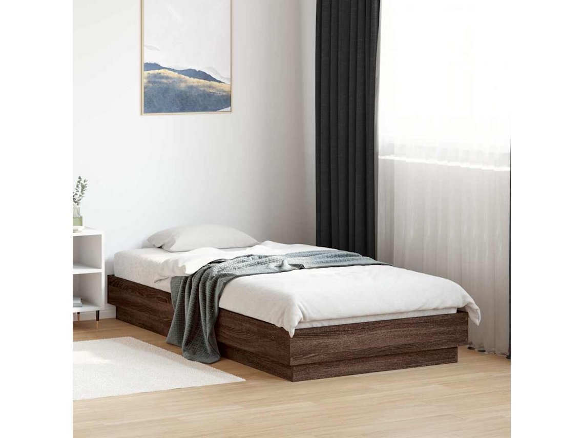 Vidaxl Estrutura Cama S/ Colchão Derivados Madeira Carvalho Castanho