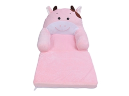 Sofá Infantil Dobrável Cute Cartoon Macio, Confortável, Cama, Crianças, Meninos, Meninas, Vaca Rosa, 2 Camadas