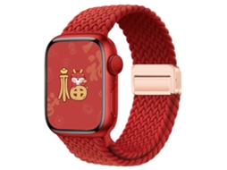 Pulseira magnética elástica de nylon com efeito arco-íris para Apple Watch S10 44 45 46 49mm Vermelho Brilhante