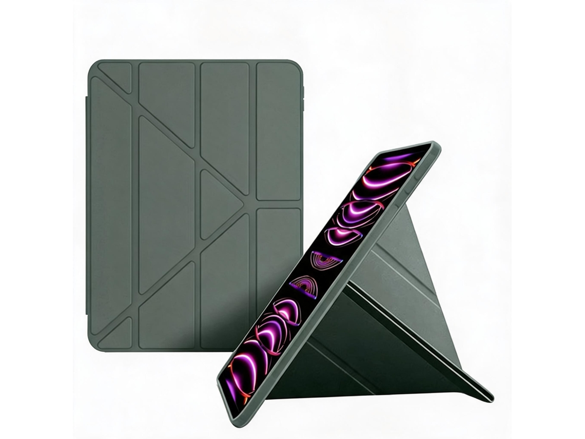 Capa de silicone com 3 dobras em Y, anti-curvatura para Xiaomi Pad 7/7pro 11.2 Polegadas (verde escuro)