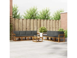 Vidaxl Conjunto De Sofás Para Exterior 9 Pcs Natural E Antracite