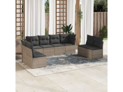Vidaxl 8 Pcs Conjunto Sofás de Jardim C/ Almofadões Vime Pe Cinzento