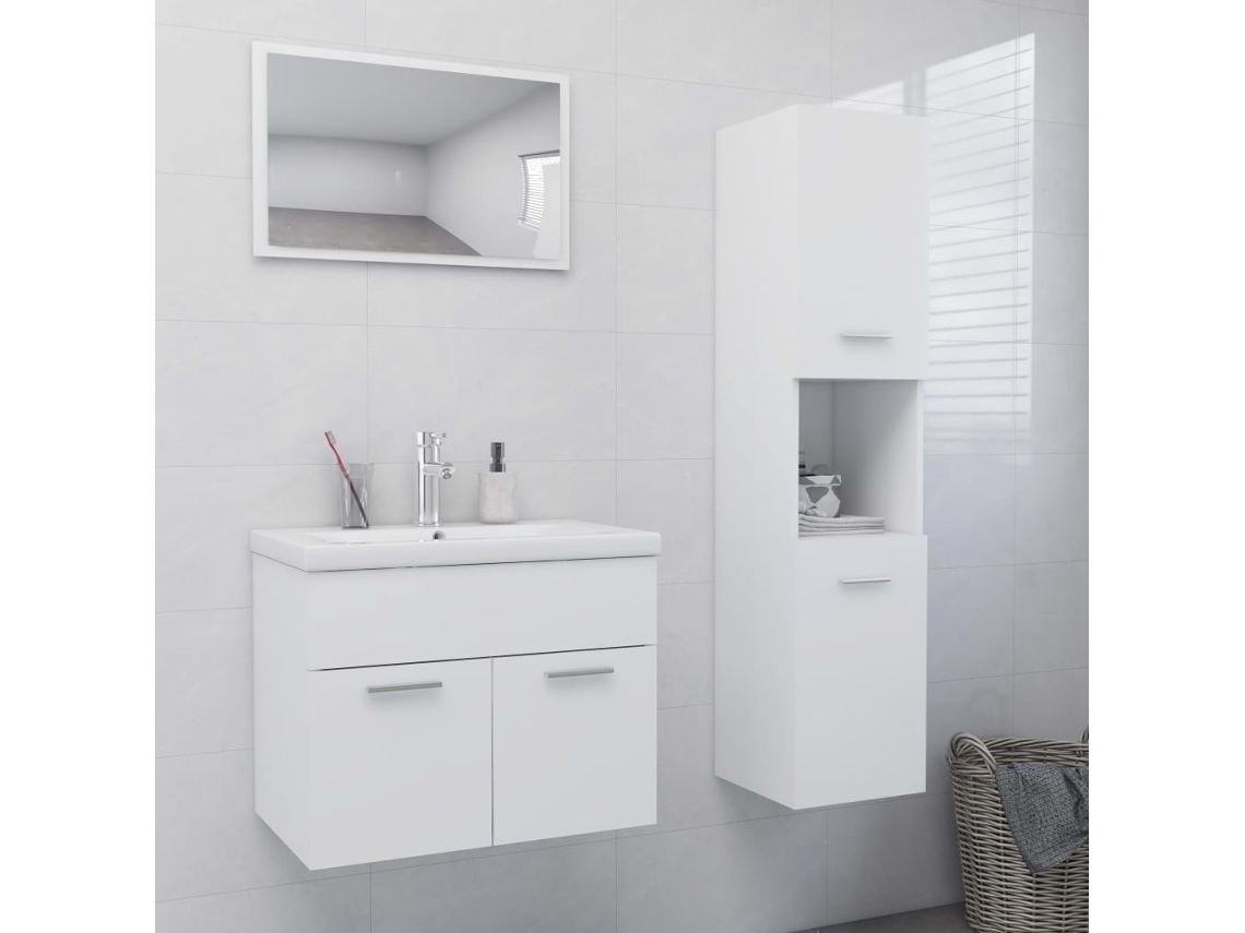 Conjunto De Móveis De Banheiro Derivados De Madeira Branco Wsd45965 Lovely Home
