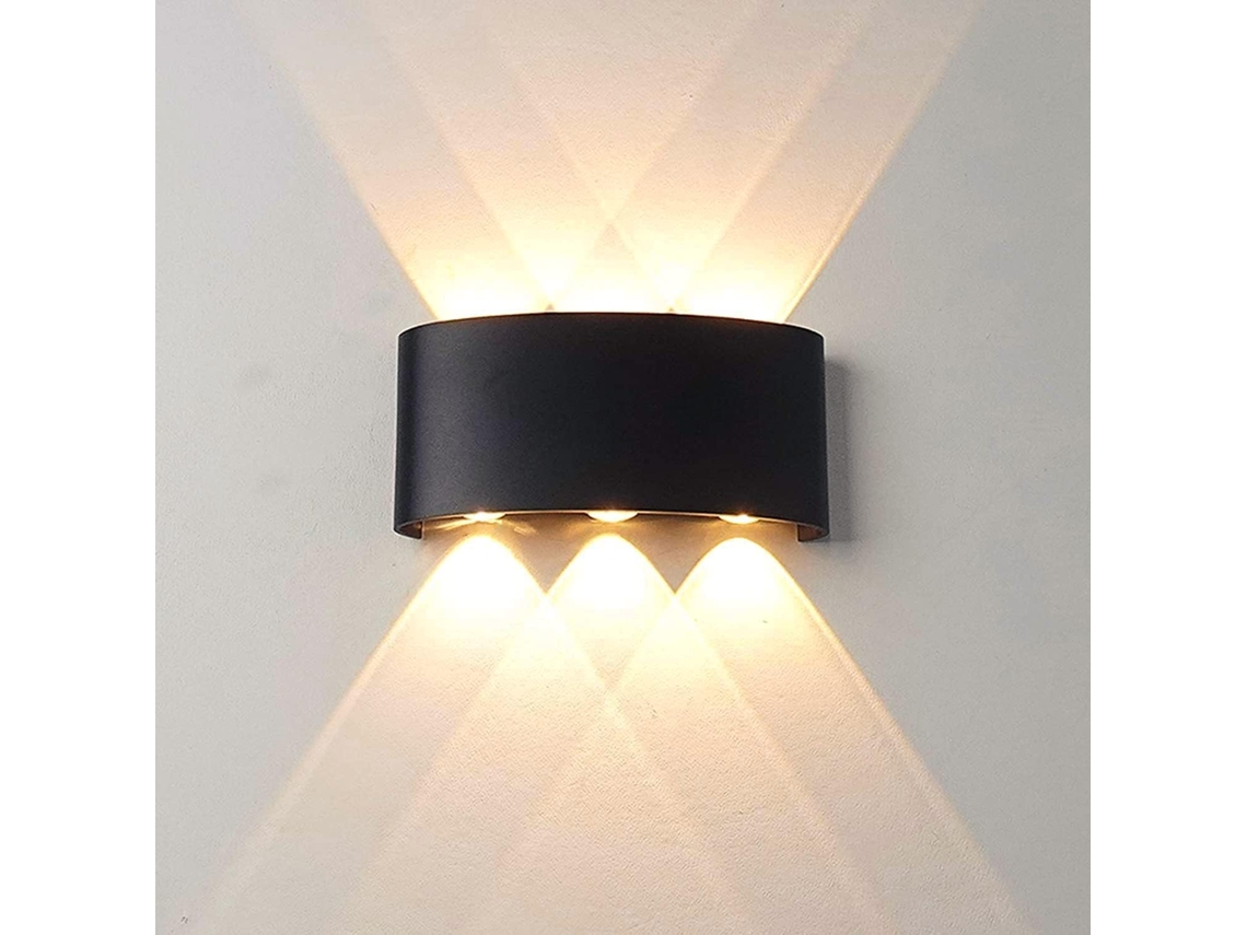 Arandela de Parede Led Interna Moderna , 6w, Corpo Preto, À Prova D'água Ip65 Luminária de Parede Externa em Alumínio ORBITRA COMMERCE (branco Quente)