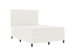 Cama Box Spring Com Colchão Creme Tecido De Veludo Vidaxl White Fabric (160x200 Cm)