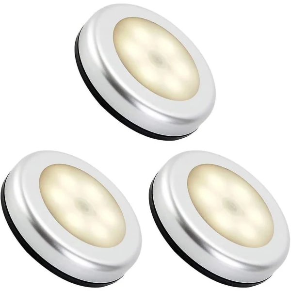 Luz Noturna Interna com Sensor de Movimento, Lâmpada Led a Bateria, Liga/desliga Automático, Adesivo de 3 M BRILVIBERA (3 Unidades, Branco Quente)