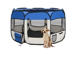 Vidaxl Parque Dobrável P/ Cão C/ Saco De Transporte 110x110x58cm Azul