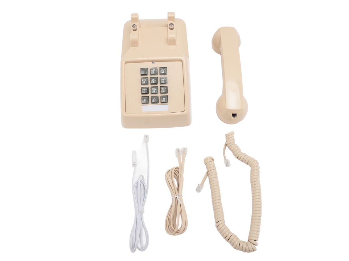 Mali telefone Retro com Fio Bell Mecânico Controle de Volume Botões Grandes para Casa Escola Bege
