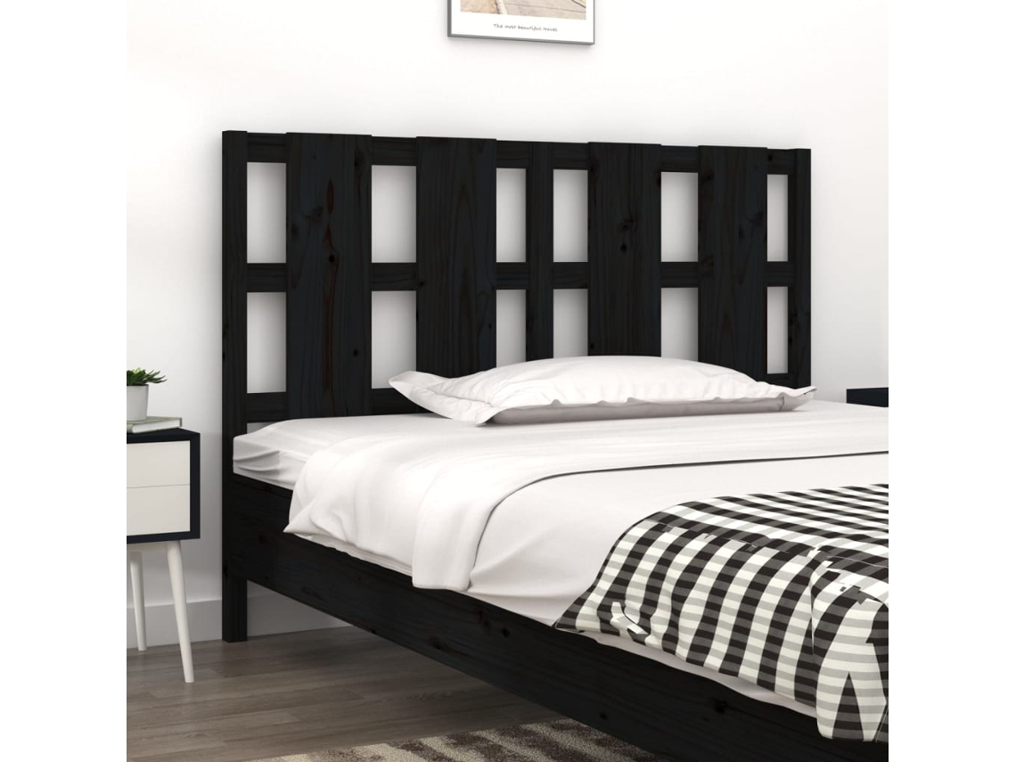 Vidaxl Cabeceira De Cama 145,5x4x100 Cm Pinho Maciço Preto
