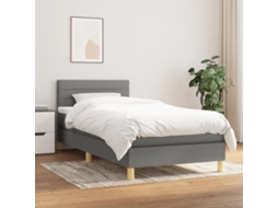 Vidaxl Cama Com Molas/colchão 80x200 Cm Tecido Cinzento-escuro