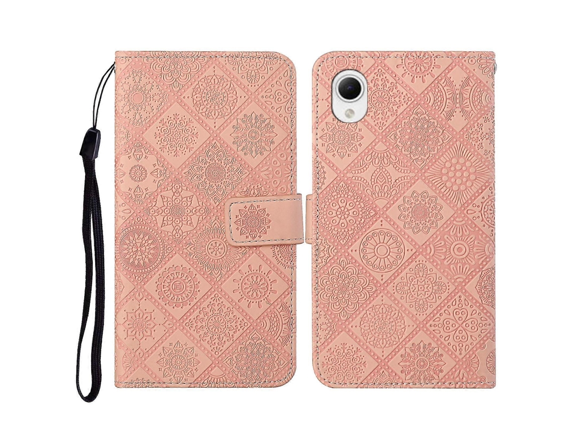 Capa De Celular Em Couro Com Padrão Étnico Em Relevo Para Samsung Galaxy A23e