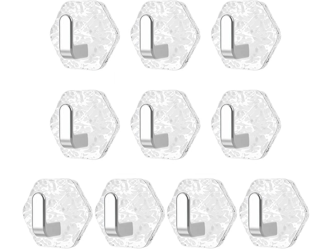 2. Ganchos Adesivos Hexagonais, Pacote Com 10 Unidades, Invisíveis