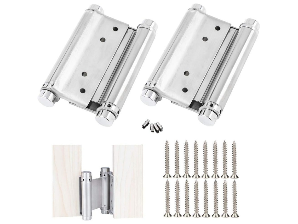 2-piece Set Of 3-inch Double-acting Spring Door Hinges, Stainless Steel Bar-style Door Hinges, Suitable For Wooden And Metal Doors.
