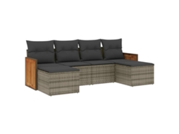 Conjunto de 6 Sofás de Jardim com Almofadas Vime Cinza MAISON EXCLUSIVE (80x200 cm)
