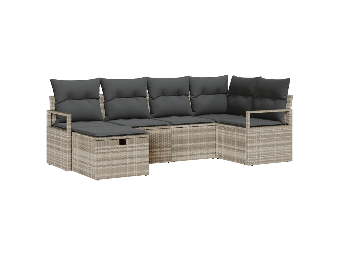 Conjunto 6 Sofá De Jardim Vidaxl Cinzento-claro Vime Pe (232 X 122 X 85 Cm)