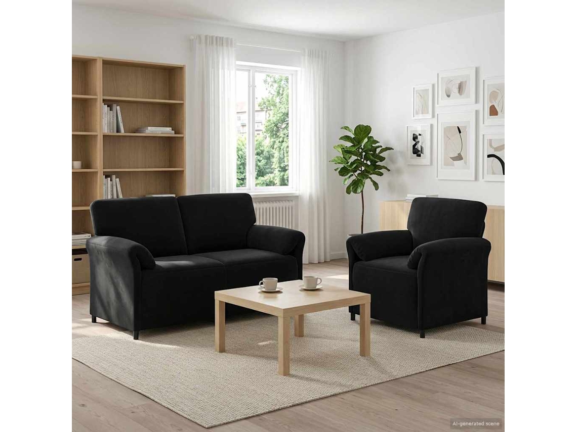 Vidaxl Conjunto De Sofás 2 Unid. Preto Veludo