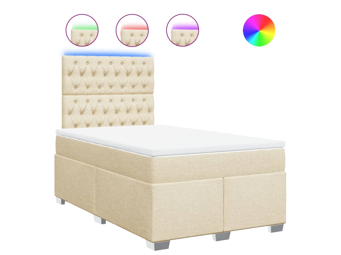 Cama Boxspring com Colchão 120x190 cm Tecido Cor Creme MAISON EXCLUSIVE