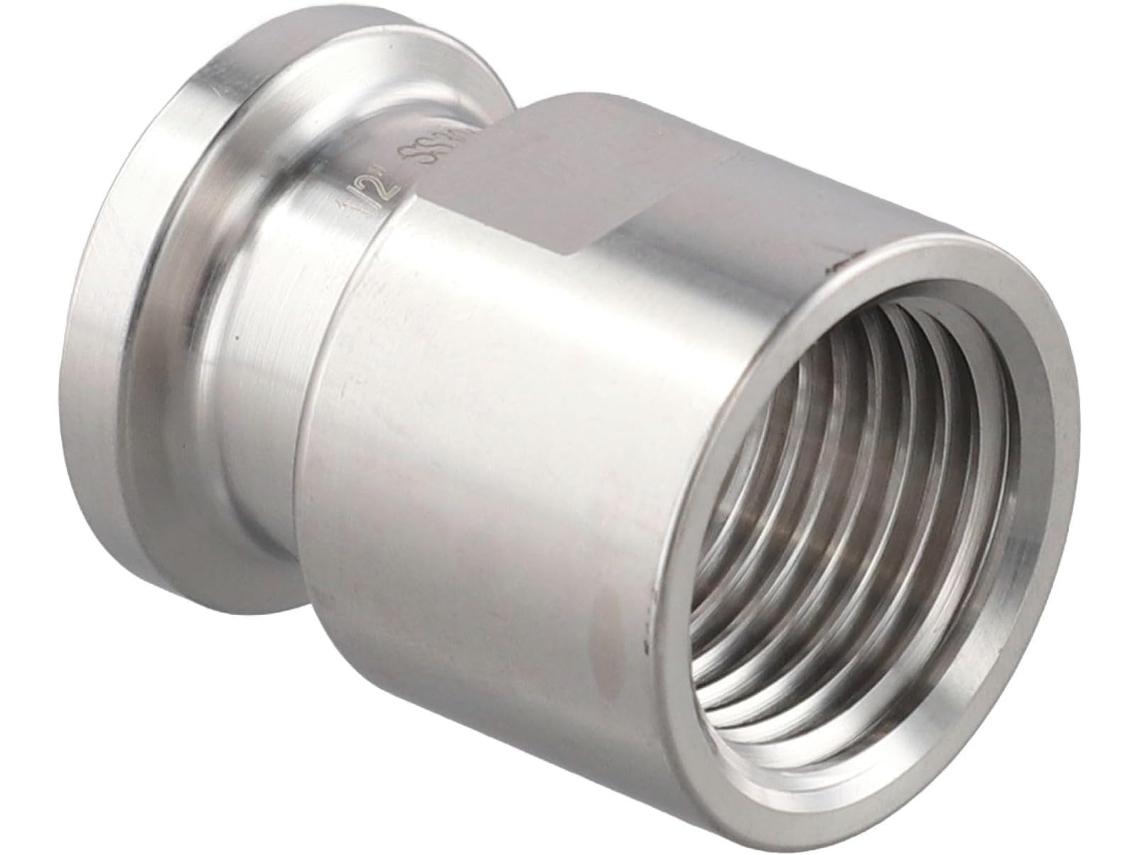 Conector Sanitário De Três Grampos 25, 4mm Com Rosca Fêmea Npt De 1 2e Virola Polida Para Sistemas Processamento