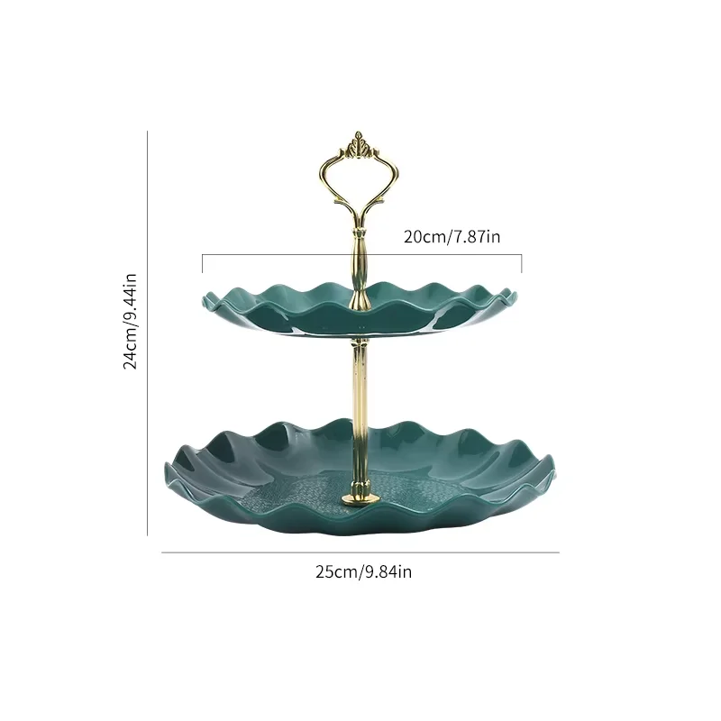 (1 Peça, Verde Escuro) Suporte Redondo Para Doces Com Base Para Bolo De Dois Andares, Ideal Para Festas De Casamento E Comemorações De Feriados.