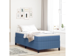 Cama Azul 90x190 Cm Em Tecido Corduroy