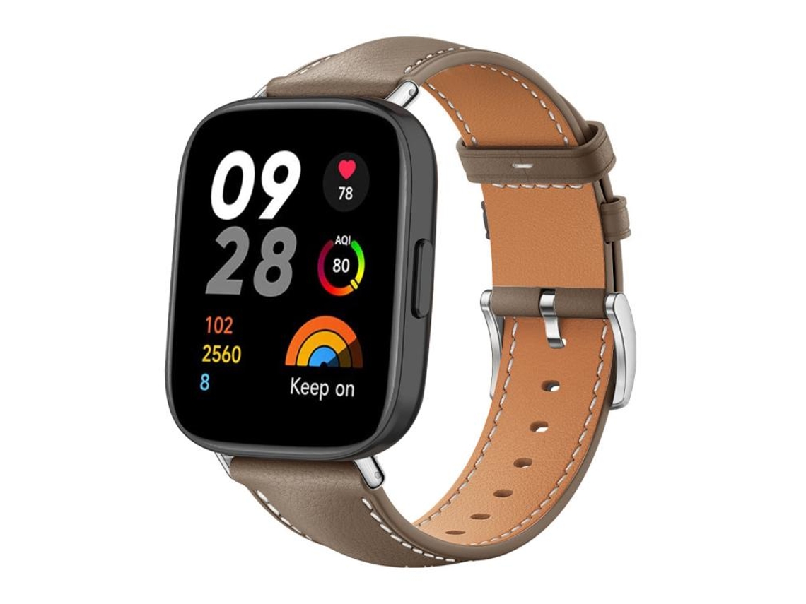Bracelete para Redmi Watch 3 Couro Preto Cabeça Chata Marrom XIAOMOYU (20mm)