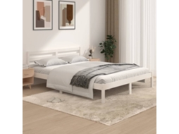 Estrutura De Cama King 150x200 Cm Pinho Maciço Branco