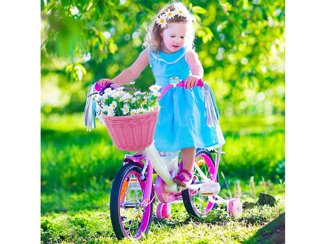 Cesto Dianteiro Business para Bicicleta Infantil em Rattan Plástico com Cintos Ajustáveis | S/MARCA
