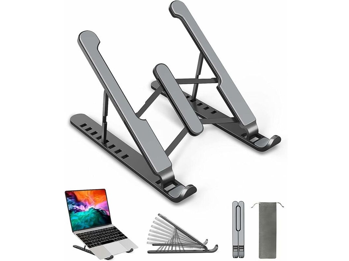 Suporte Para Laptop Com 6 Níveis De Ajuste, Feito De Plástico, Silicone Antiderrapante E Liga De Alumínio, Compatível Com Macbook Air E Pro. Aquaforge