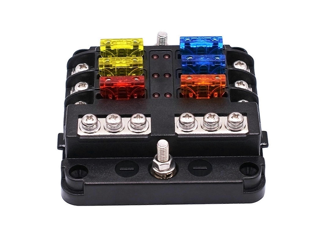 Bloco De Fusíveis À Prova Dágua 6 Vias, 12 Circuitos Com Indicador Led Caixa De Fusíveis Marítima Para Cc 12 V Slowmoose