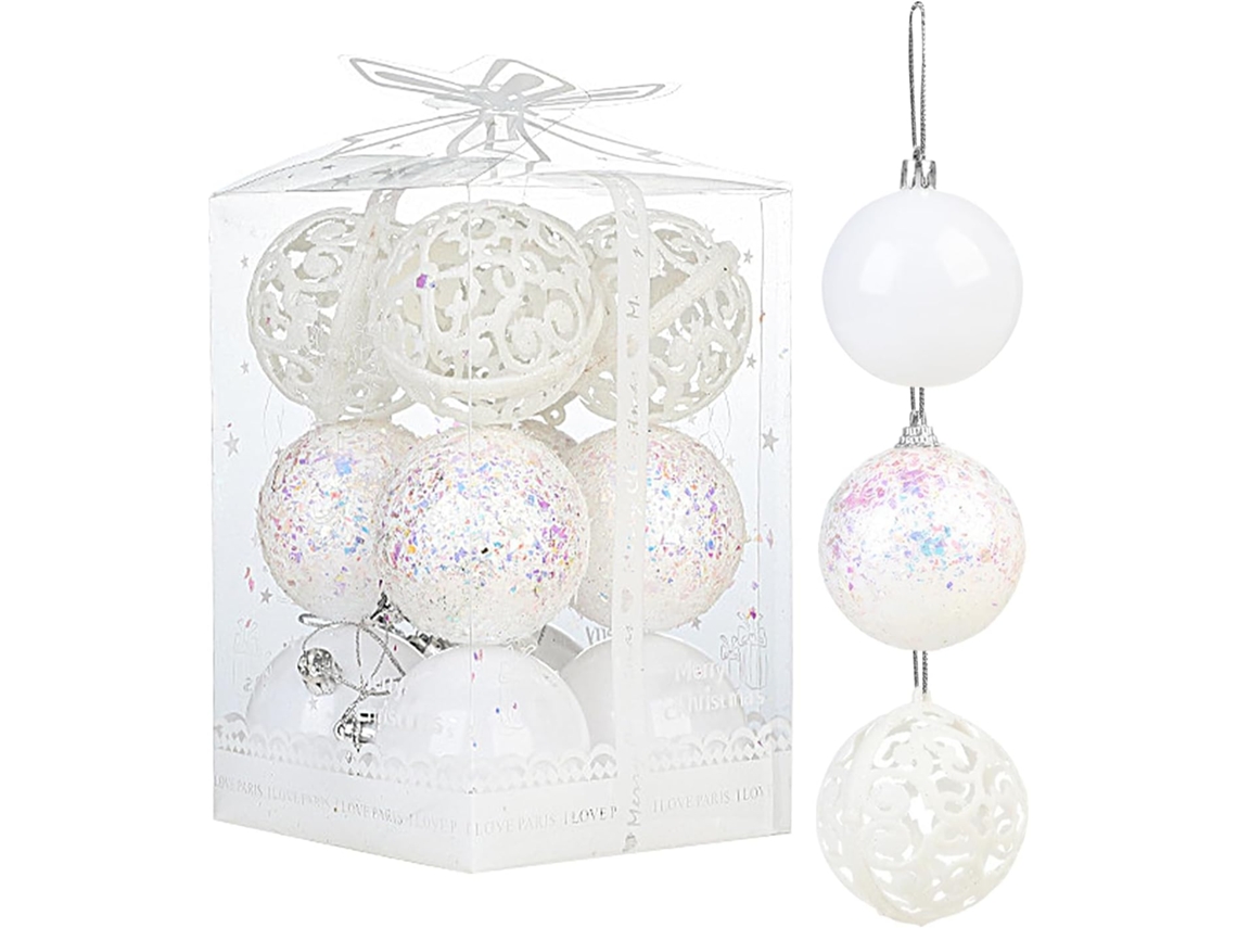 Conjunto De 12 Enfeites De Natal Transparentes Para Pendurar | Enfeites De 15 Cm