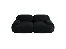 Sofá loveseat de veludo, modular, braços curvos, base antiderrapante, almofadas elásticas, preto ORBITRA COMMERCE
