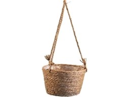 Maceta De Tejido Colgante Para Plantas, Maceta De Pared Con Cadena, Contenedor De Fibra Vegetal Estilo Retro