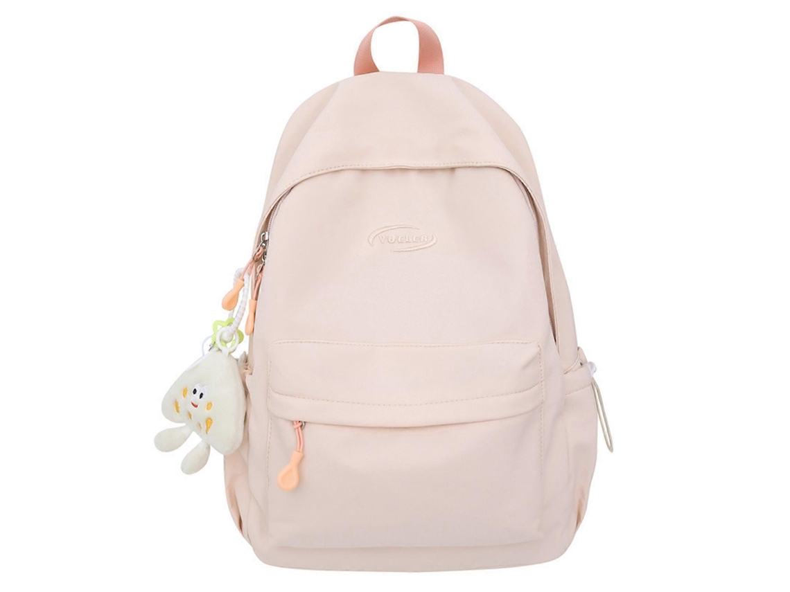 Mochila Feminina De Viagem Em Nylon, Cor Sólida, Versátil, Ideal Para Estudantes E Uso Diário, Rosa, Tamanho P.