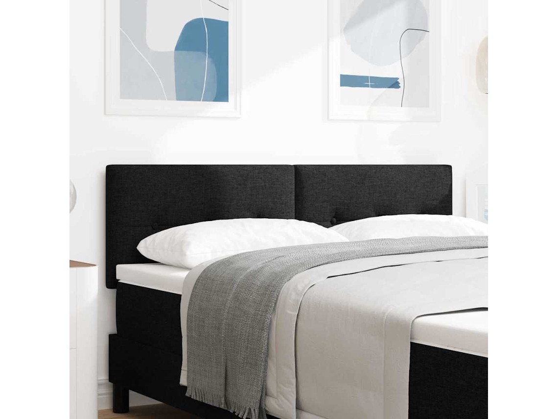 Vidaxl Cabeceira Led Com Fitas Led Com Cabeceira Preto 160 Cm Tecido