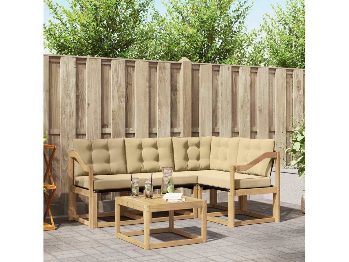 Vidaxl Conjunto De Sofás Para Exterior 5 Pcs Branco E Bege
