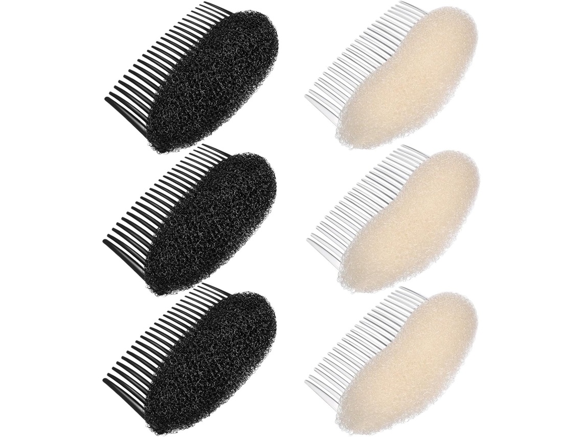 Conjunto de 6 esponjas invisíveis para cabelo, em acrílico e espuma.