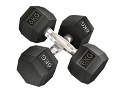 Jogo de 2 Halteres Hexagonais de 6 Kg com Pegada Antiderrapante e Revestimento de Borracha preto BTFORUS