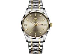 Lurelia Relógio Masculino, Data/calendário, Luminoso, Detalhes Com Strass, Aço Inoxidável, Abs, Branco, Dourado