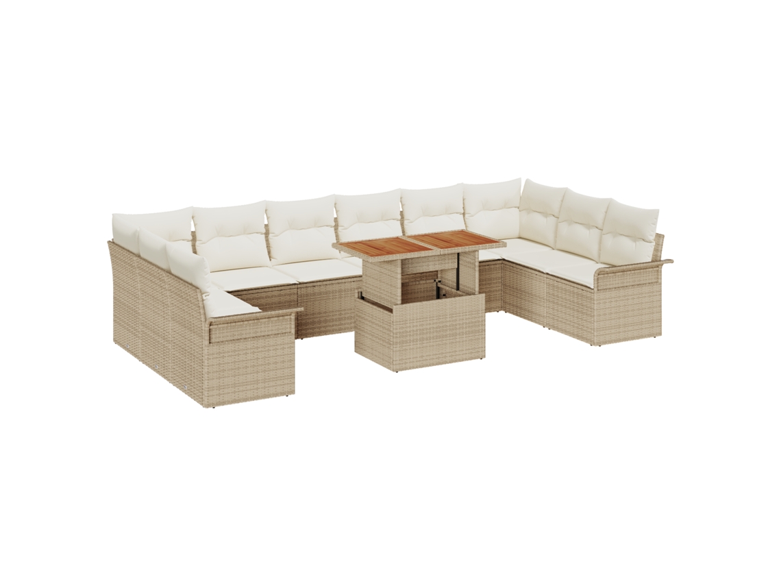 Conjunto 9 Conjunto De Sofás Para Exterior Vidaxl Bege Vime Pe (100 X 55 X 73 Cm)