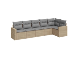 Conjunto de 6 Sofás P/ Jardim com Almofadões Vime Pe Bege MAISON EXCLUSIVE (80x200 cm)