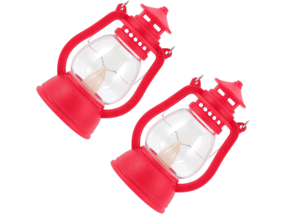 Conjunto de 2 Luminárias Decorativas Retrô Vermelhas de Plástico com Alça para Iluminação Externa. SFUSHOS