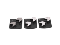 Conjunto de 3 blocos de diamante com dentes em forma de seta para polimento de cimento e concreto (preto).
