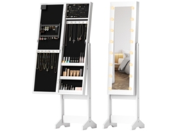 Armário Joias S/MARCA com caixa de armazenamento, pé de garra, iluminação LED, espelhado, branco