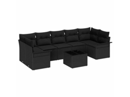 Maison Exclusive - Conjunto De Sofá De Jardim Com Almofada 8 Pcs Preto Vime Pe
