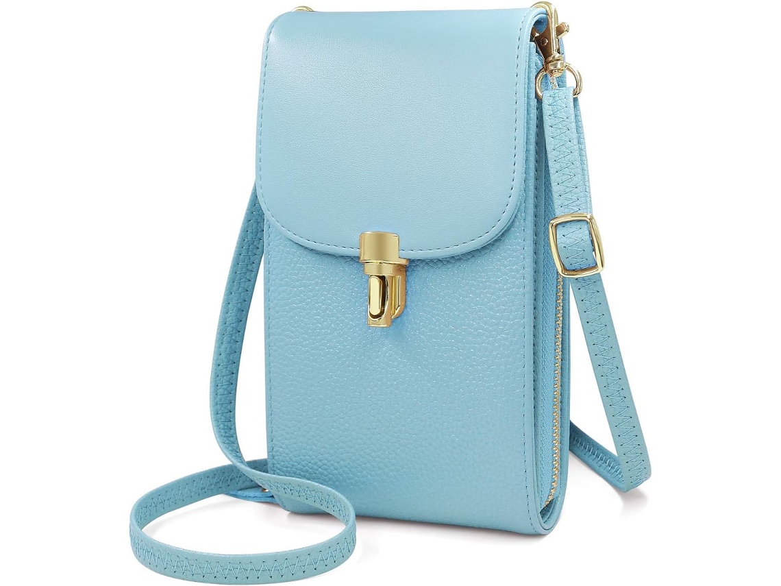 Mala De Ombro Crossbody Para Telemóvel - Bolsa Feminina Em Pele Pu - Azul